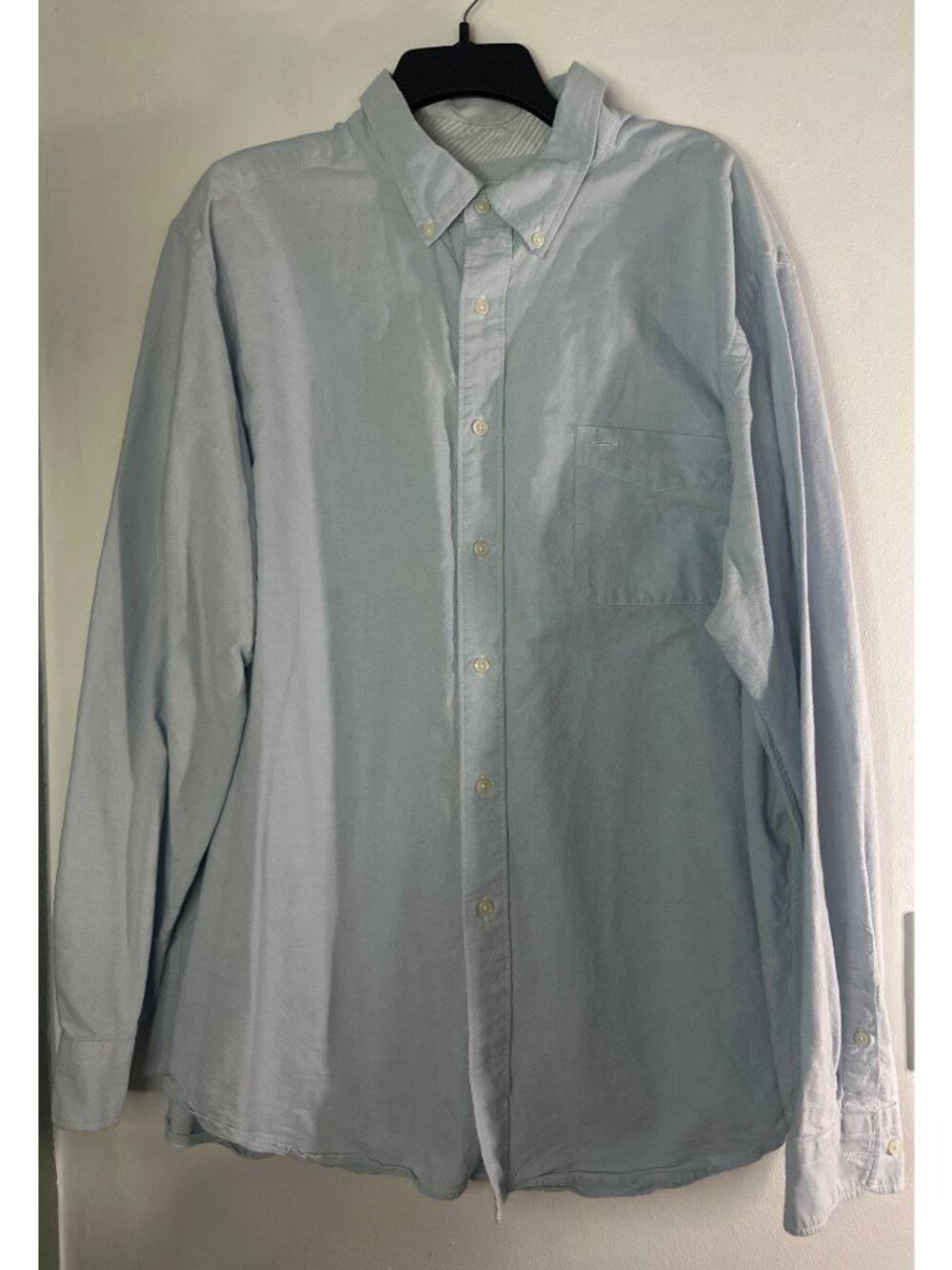 Natural BasiX Men's XXL Blue Button-Down Long Sleeve Shirt 100% Cotton Classic